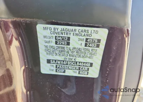 2012 Jaguar Xk z USA, uszkodzony, nr VIN SAJWA4FB5CLB48448